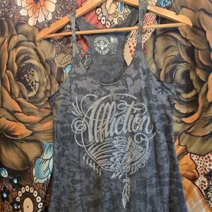 Affliction Women's Charcoal Tank Top with Silver Accents